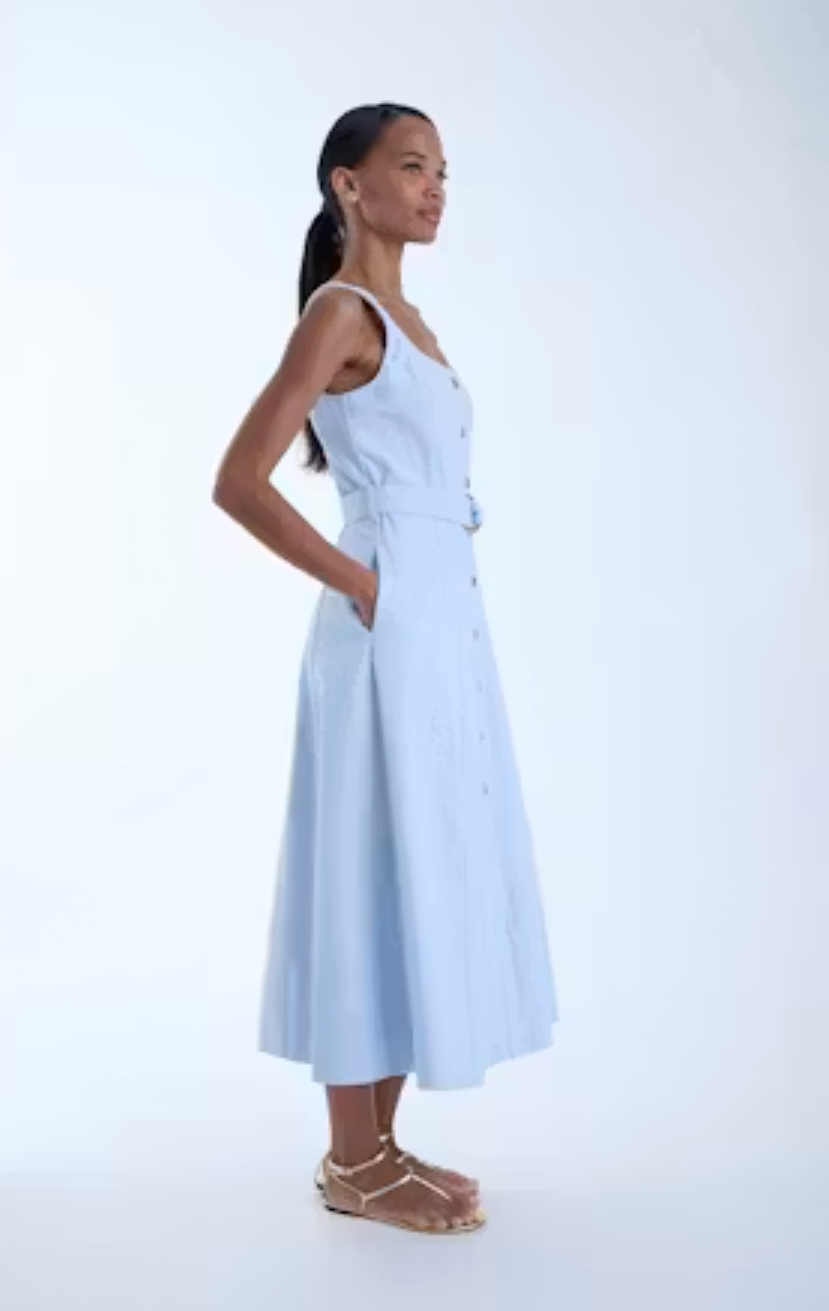Zyra Denim Midi Dress-Sky