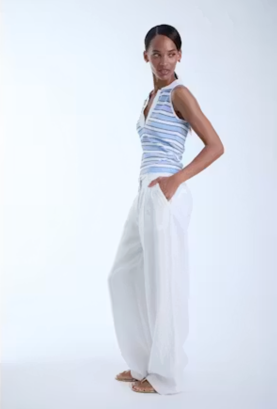 Kira Knit Sleeveless Top-Sky Stripe