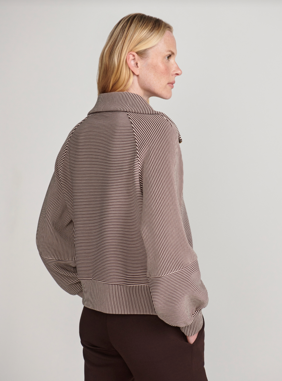 Varley Milano Half Zip Sweat Coffee/Birch