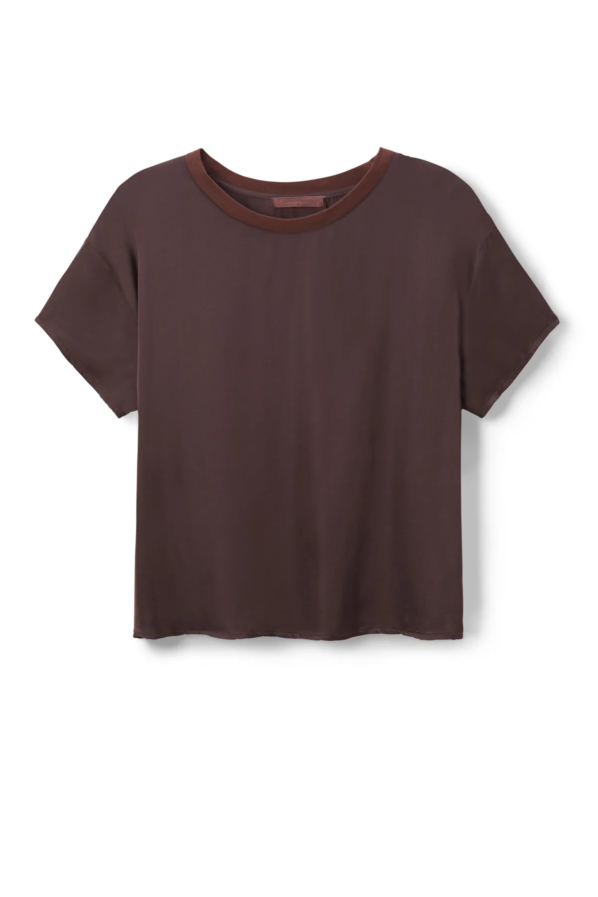 Delphine Satin Crewneck-Cocoa