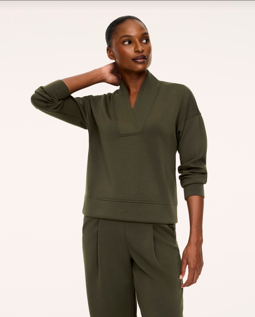 SPANX V-Neck Long Sleeve Top-Monstera