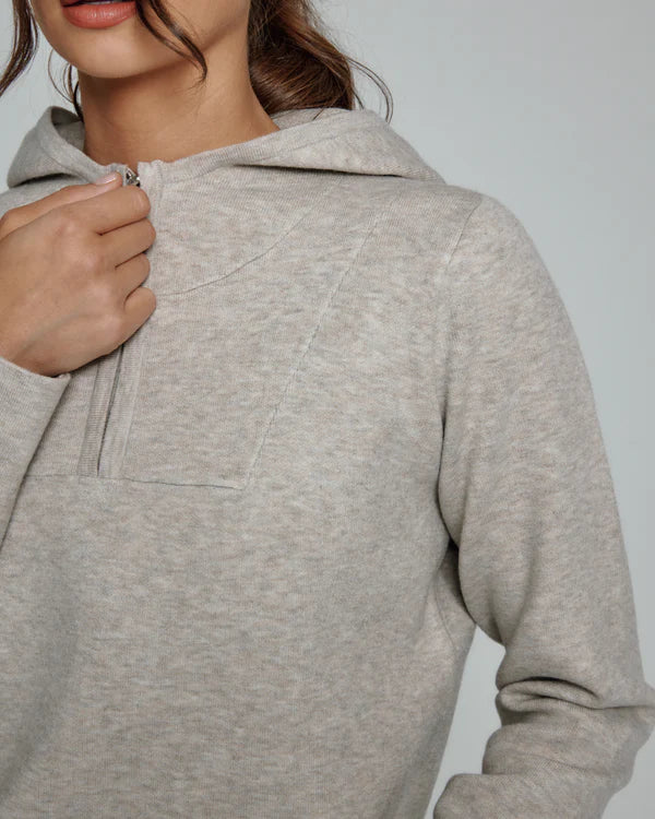 Zoe Half-Zip Hoodie-Stone