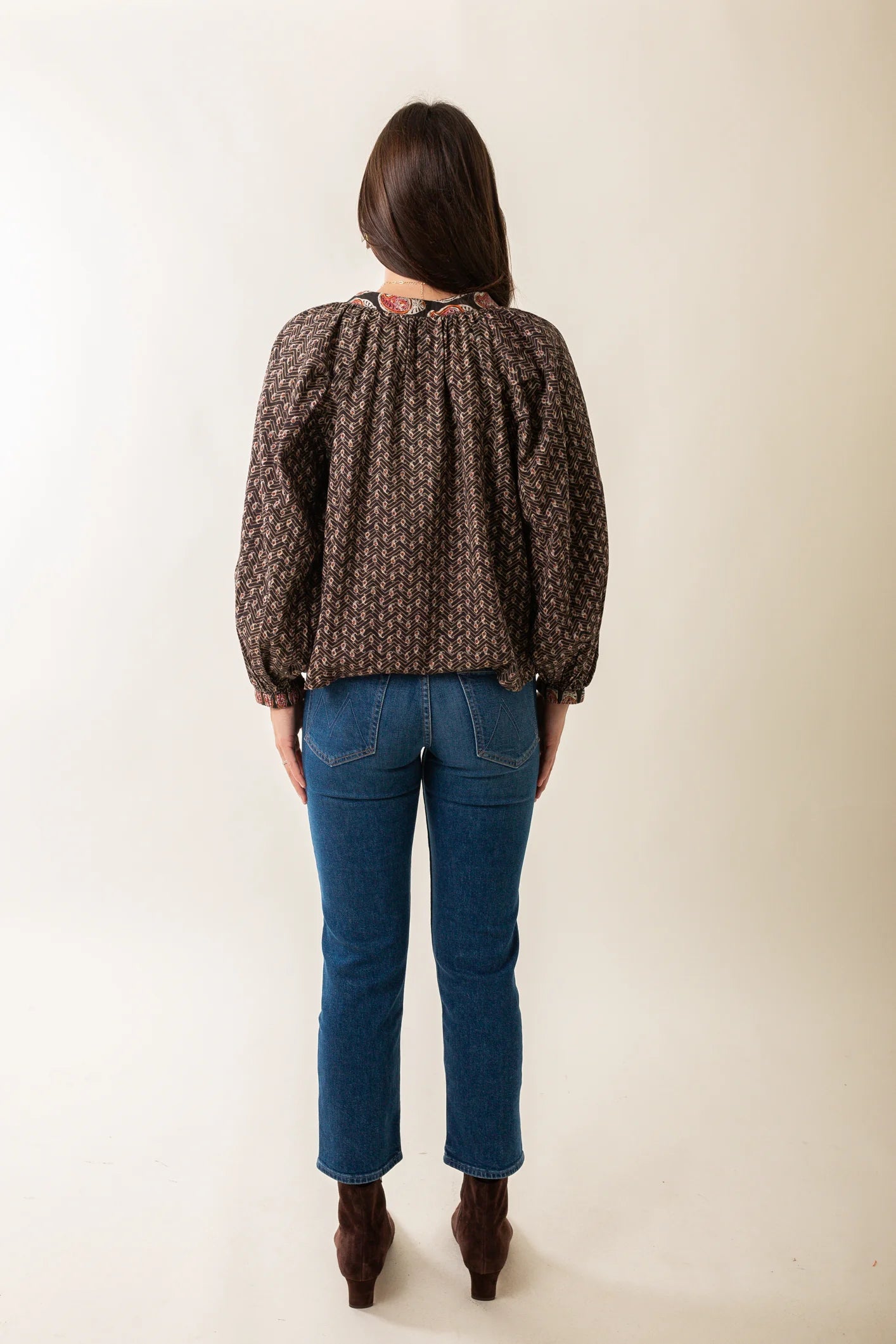 The Minka Shirt-Brown Block Print