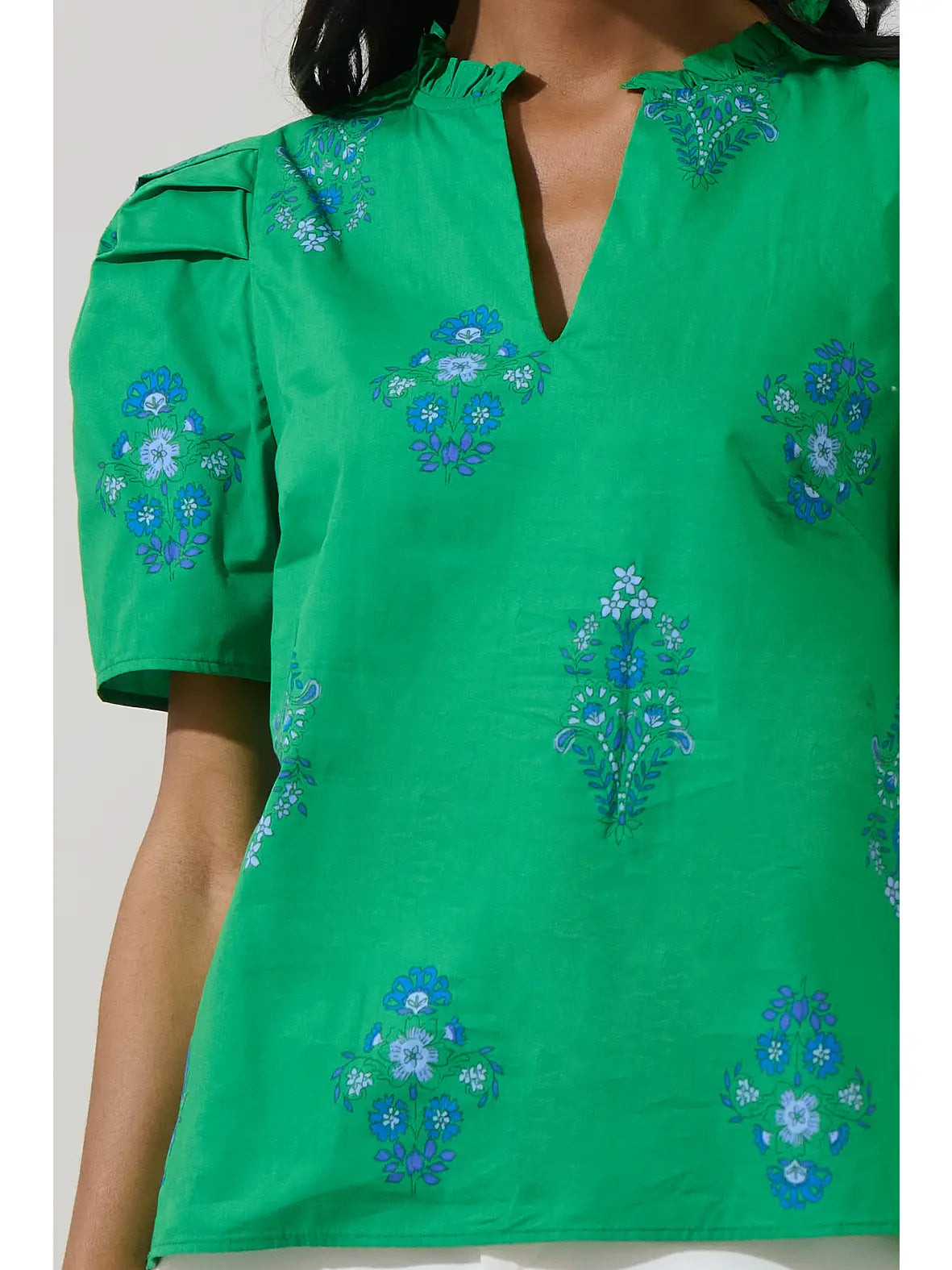 Halina Floral Green Top