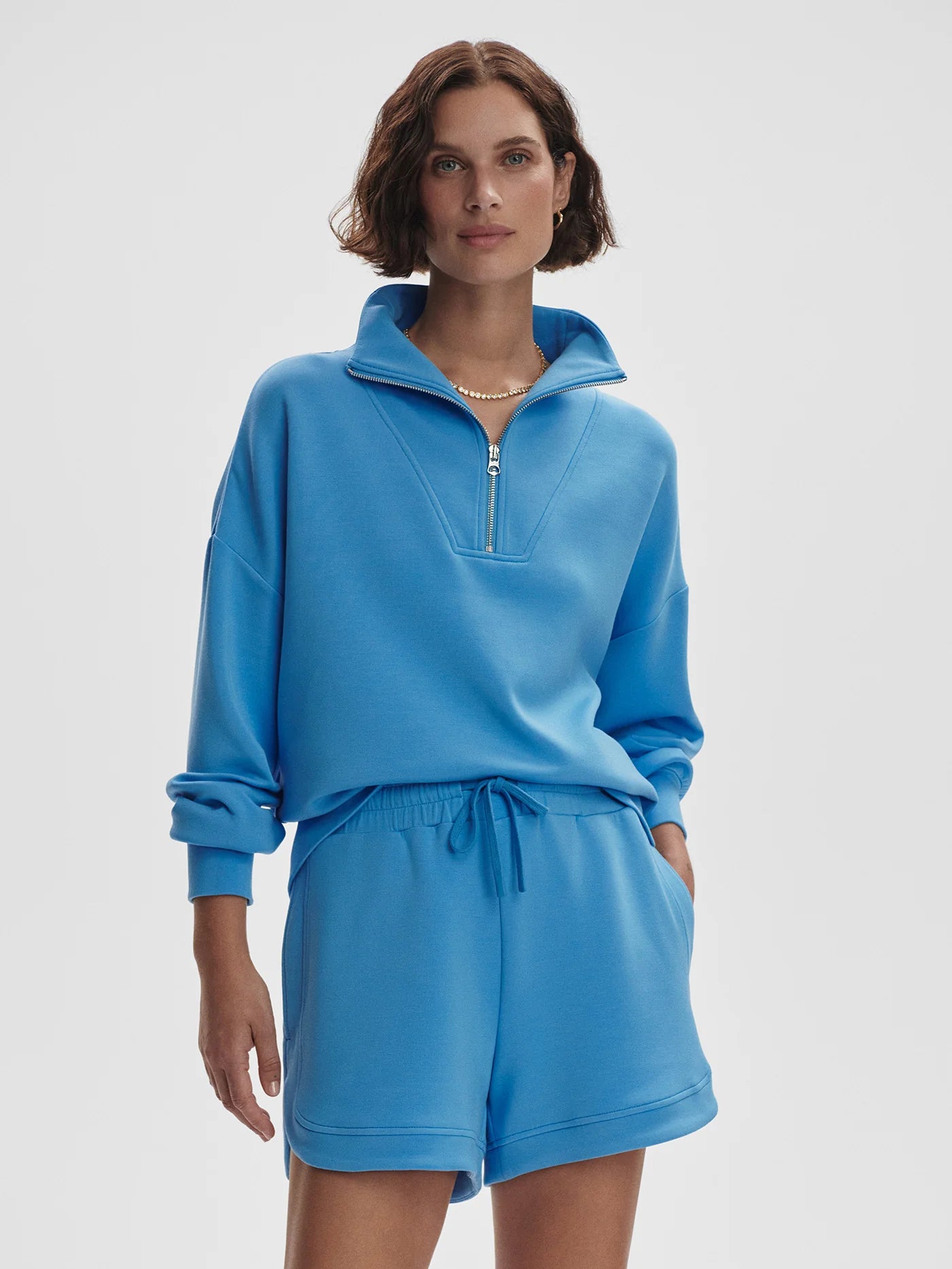 Varley Hawley Half Zip Sweat-Azure Blue