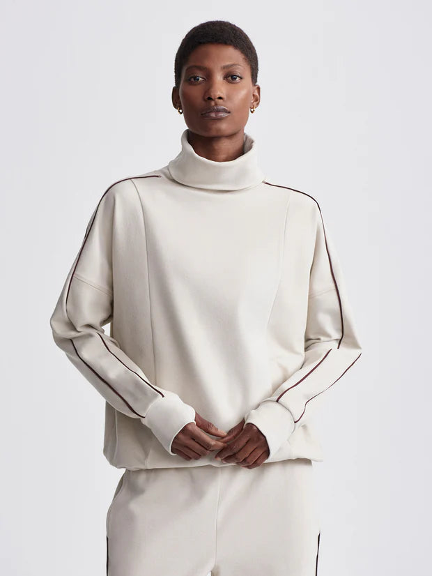 Varley-Ariana High Neck Midlayer-Cement Marl/Bitter Chocolate