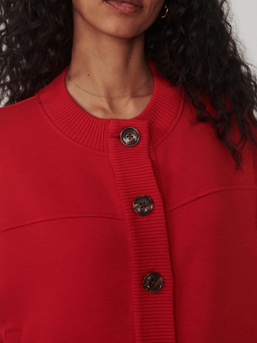 Varley-Olwen Button Sweat -Red Marl
