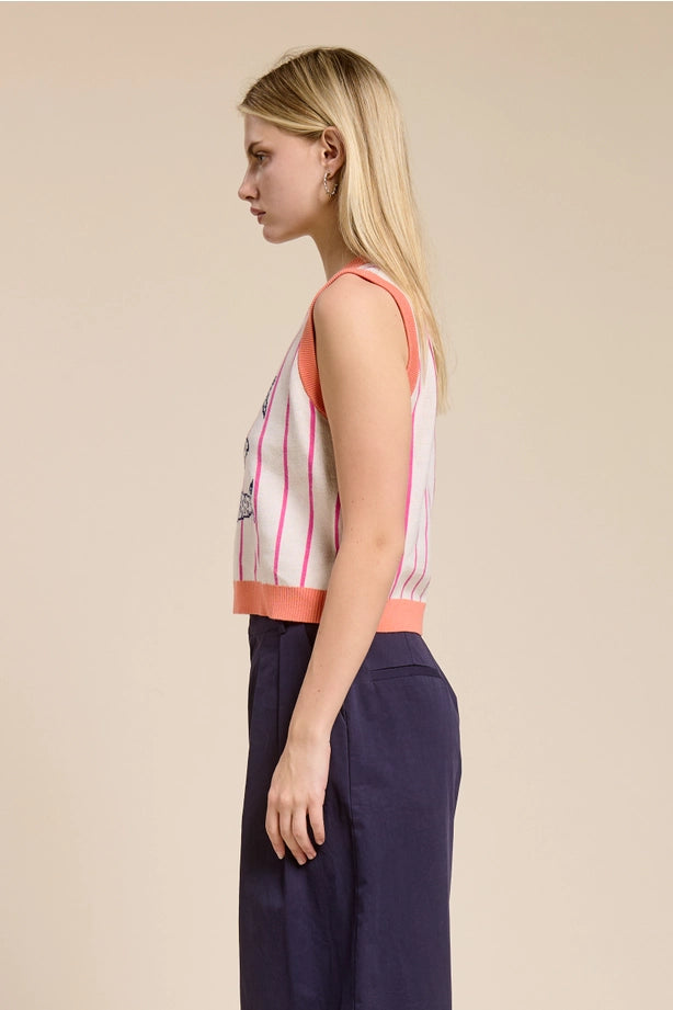 Candy Coral Marine Sweater Vest