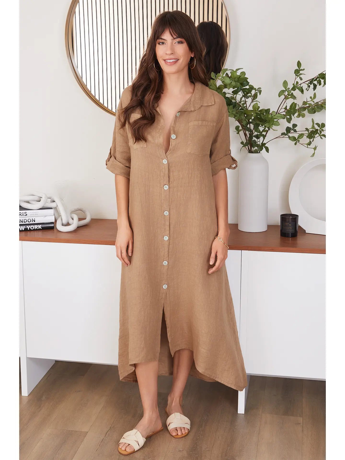 Brown Italian Linen Dress
