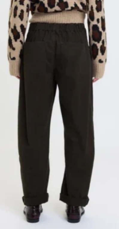 Villa Drawstring Barrel Pant-Olive Green