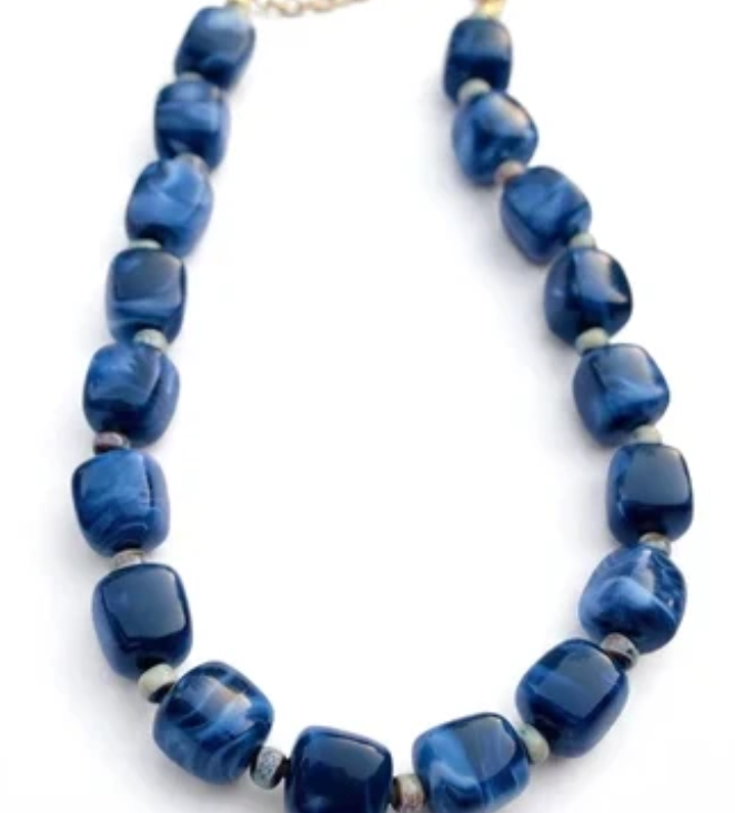 Block Party Necklace-Dark Blue