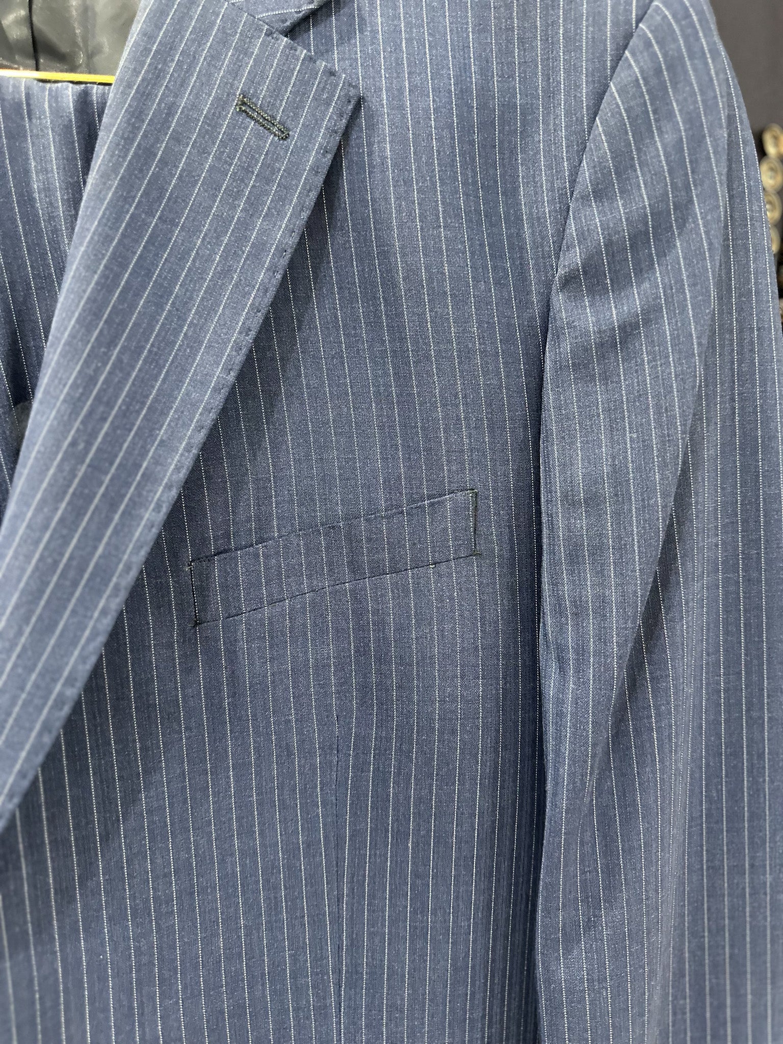 Ital Uomo Pinstripe Suit - FRENCH BLUE