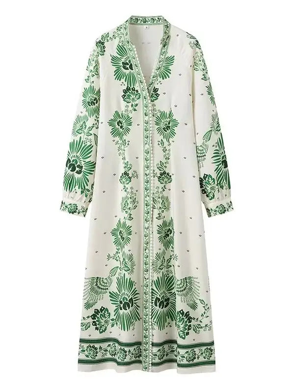 Green Vine Botanical Dress