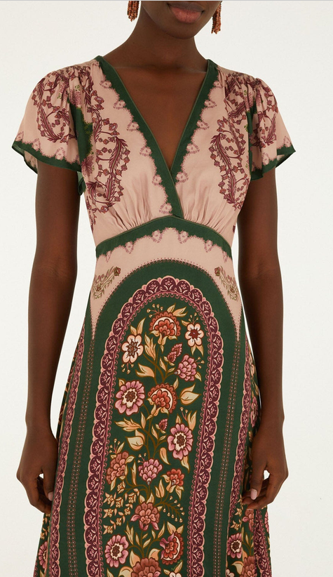 Daniela Short Sleeve Maxi dress-Green