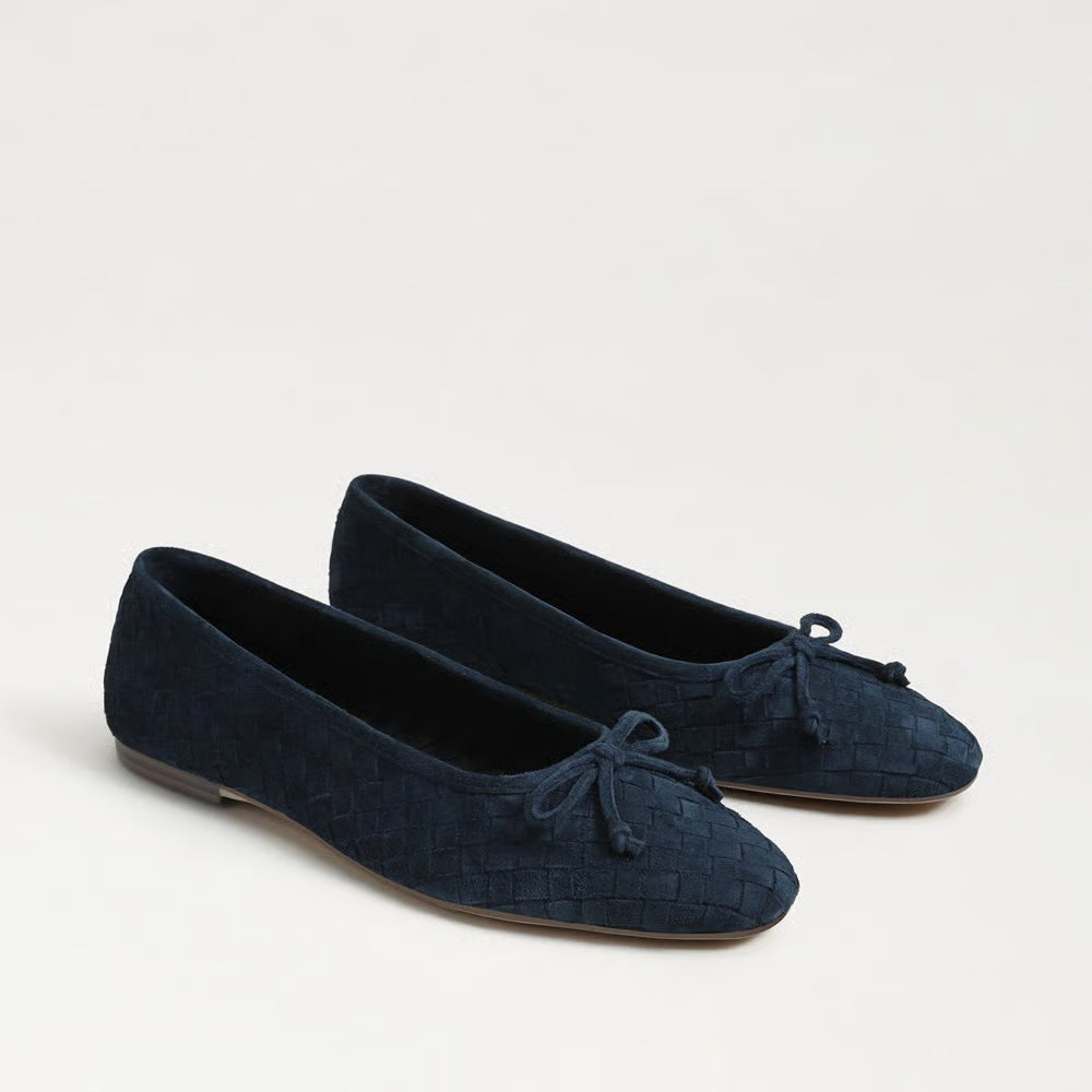 Ruthie Woven Ballet Flat-Navy Suede