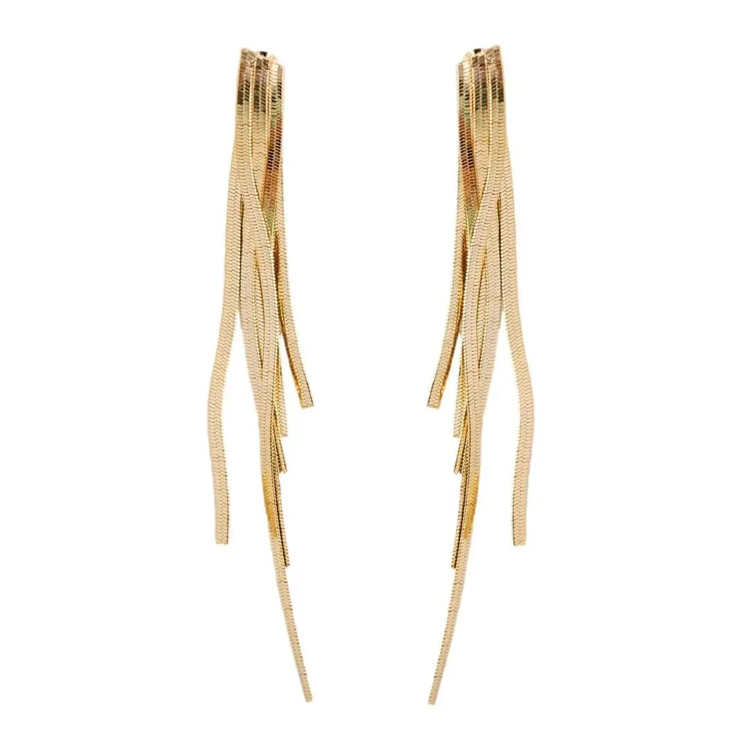 Skinny Gold Tassel Earrings