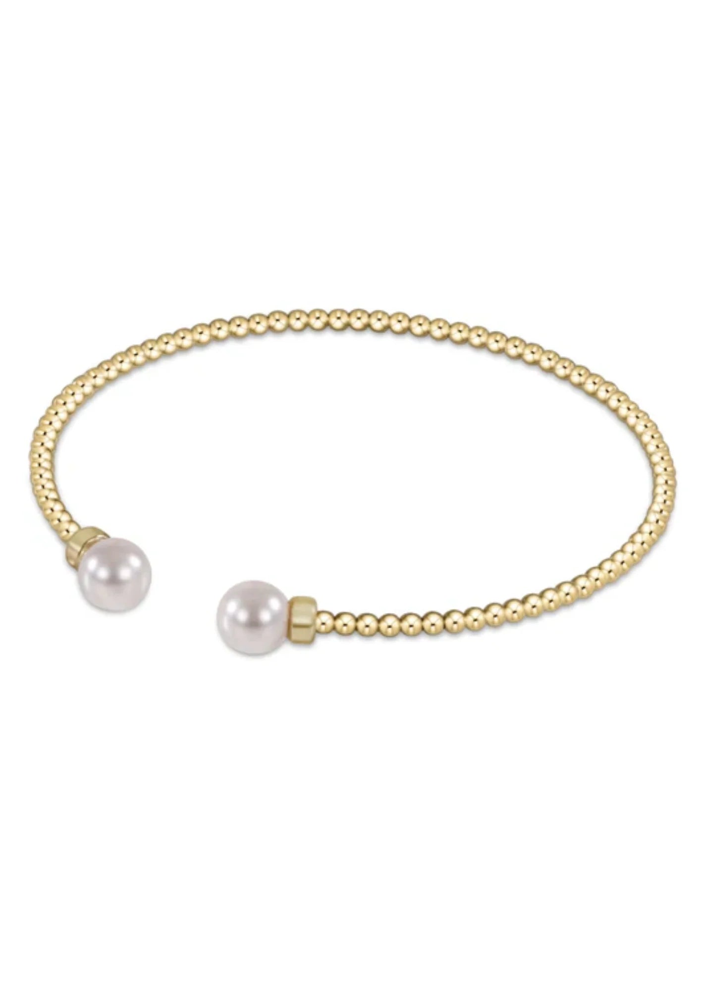 EN-Classic Gold 2mm Bead Cuff-Pearl
