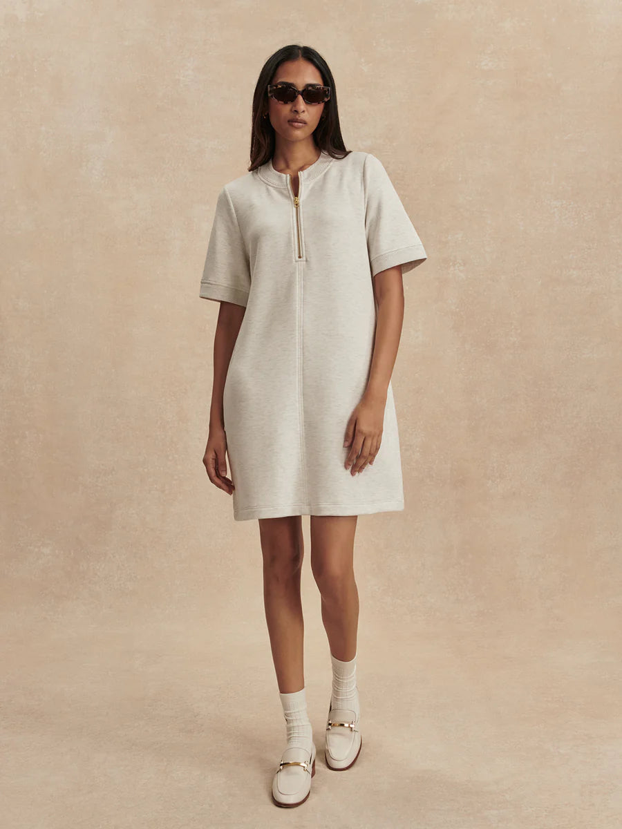 Varley Nori Half Zip Dress-Ivory Marl