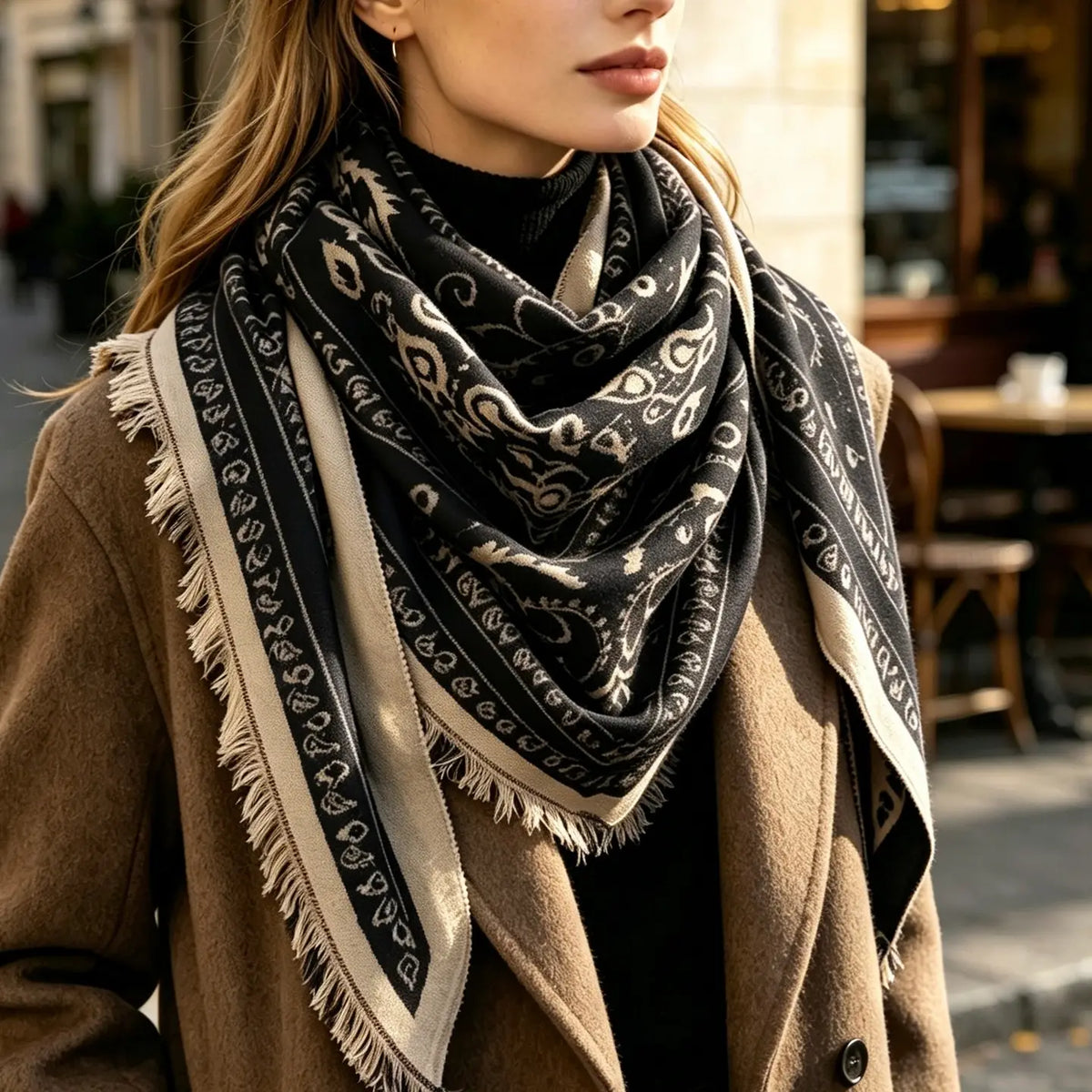 Western Soft Triangle Scarf-Black
