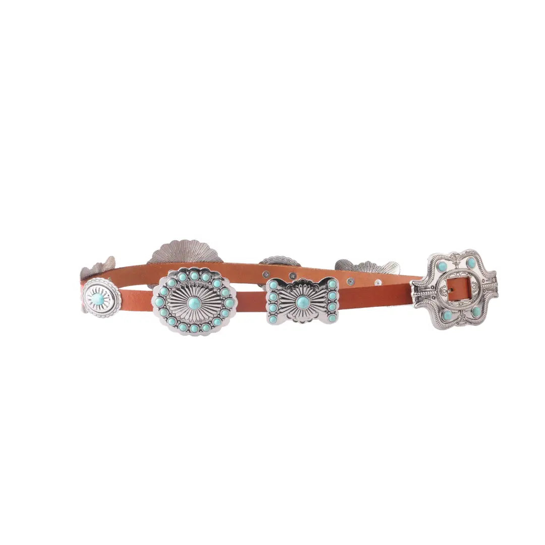 Dottie Turquoise Leather Western Belt