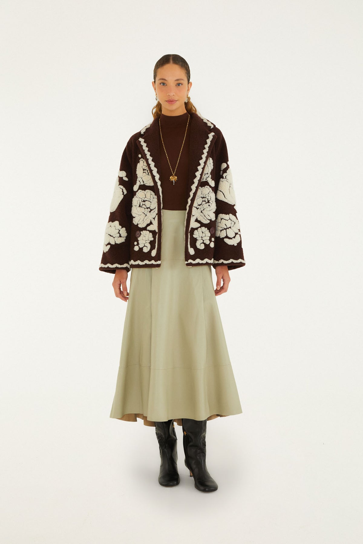 Flowers Brown Coat