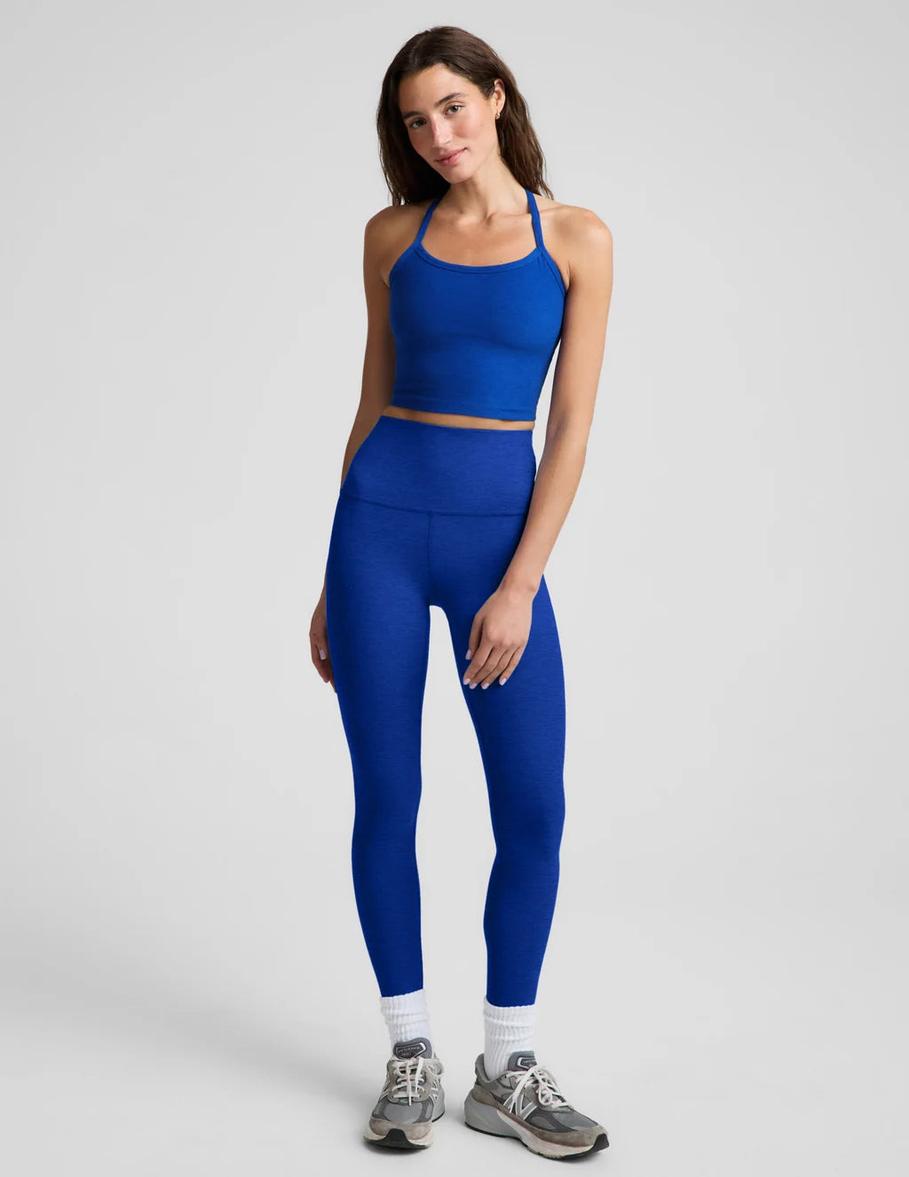Spacedye™ Slim Racerback Cropped Tank-Ultra Blue Heather