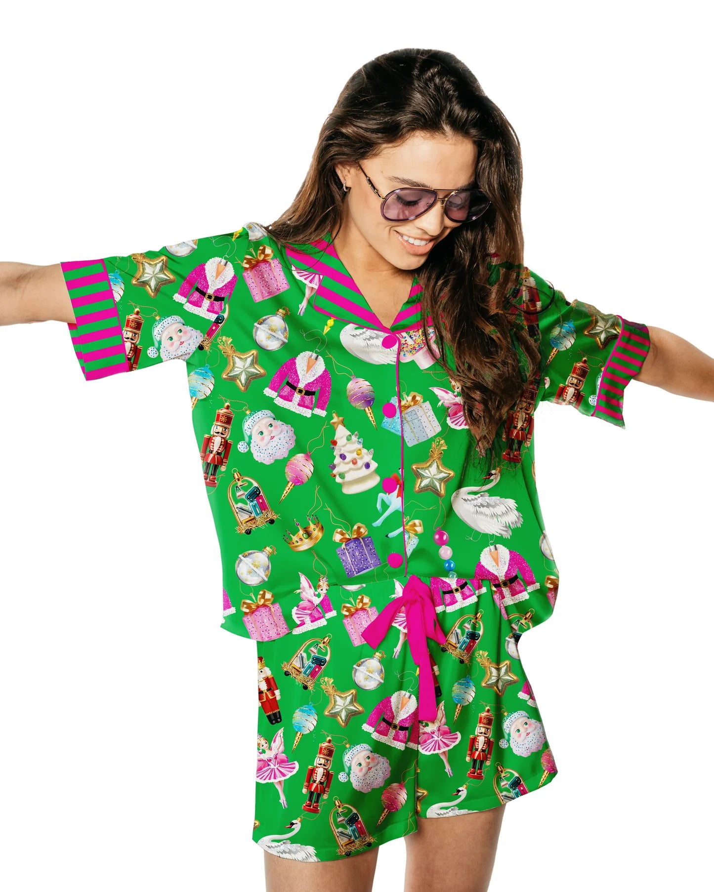Silky Holiday Baubles Pajama's