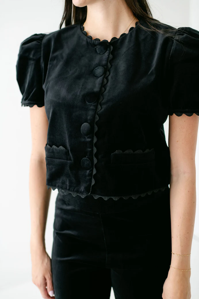 Cap Sleeve Coco Jacket - Black Velvet