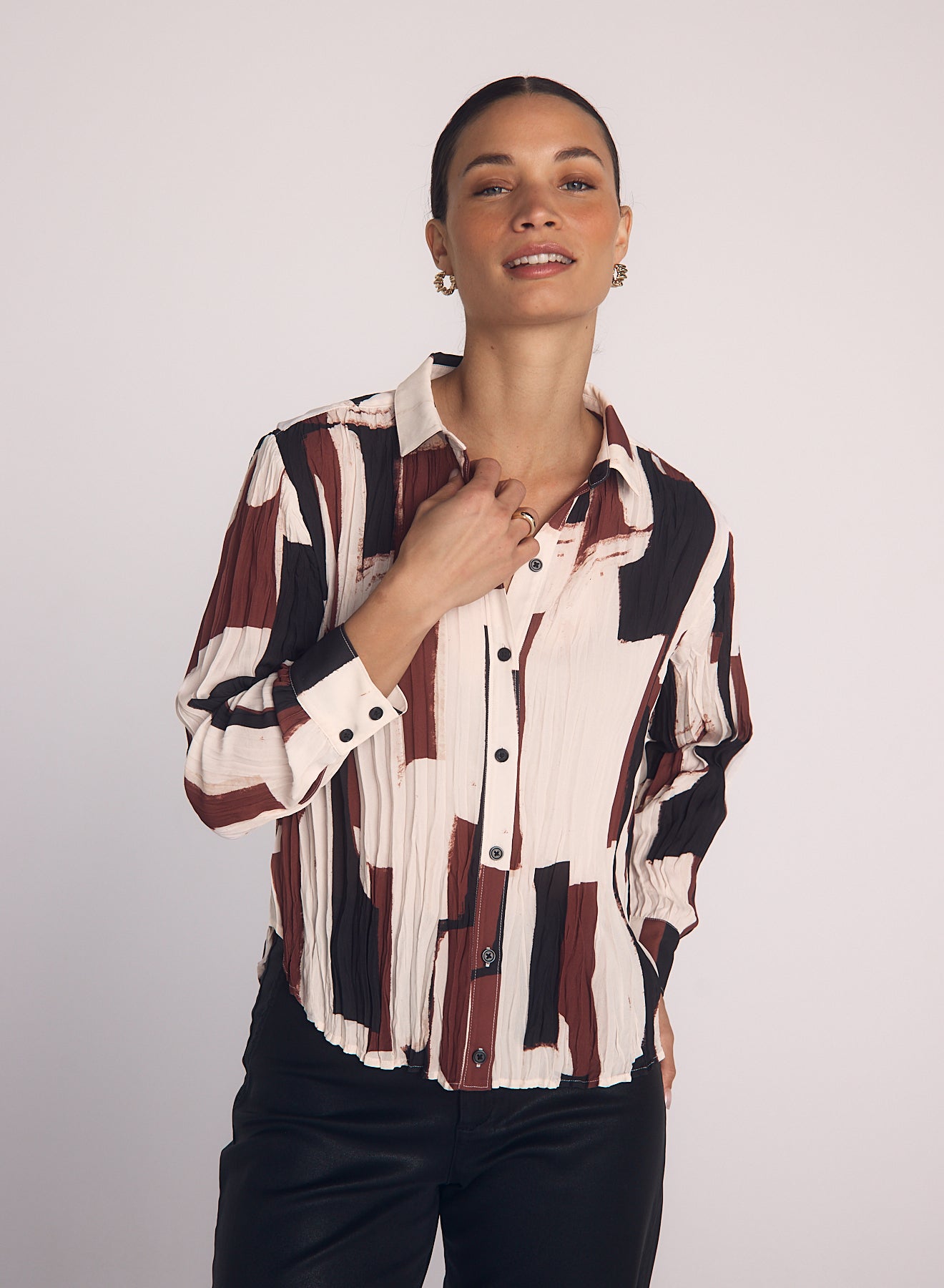 Pleated Button Down