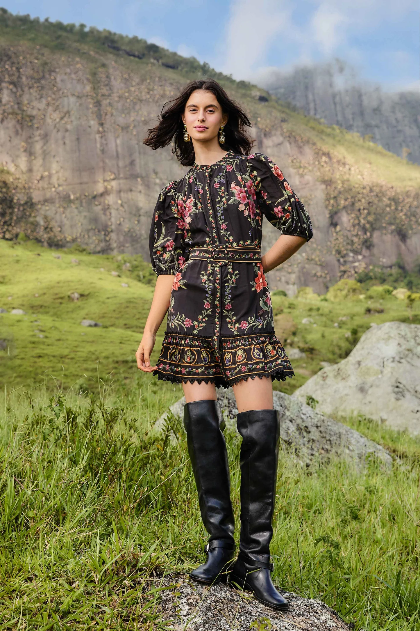Belle Garden Black Mini Dress