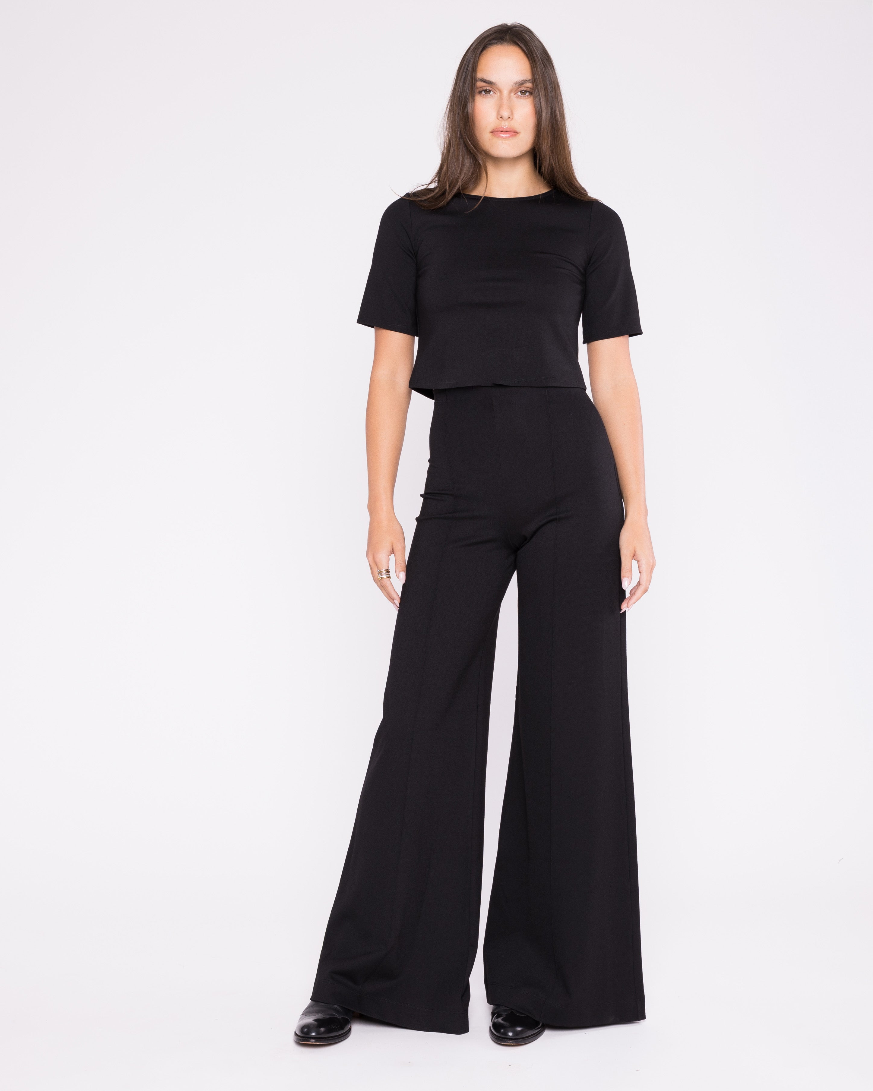 Ponte Knit Wide Leg Pant