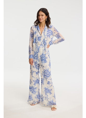 Maribeth Blouse-Blue Floral