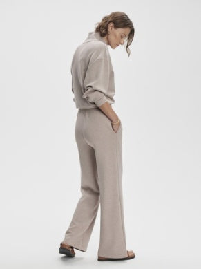 The Wide Leg Pant- Taupe Marl