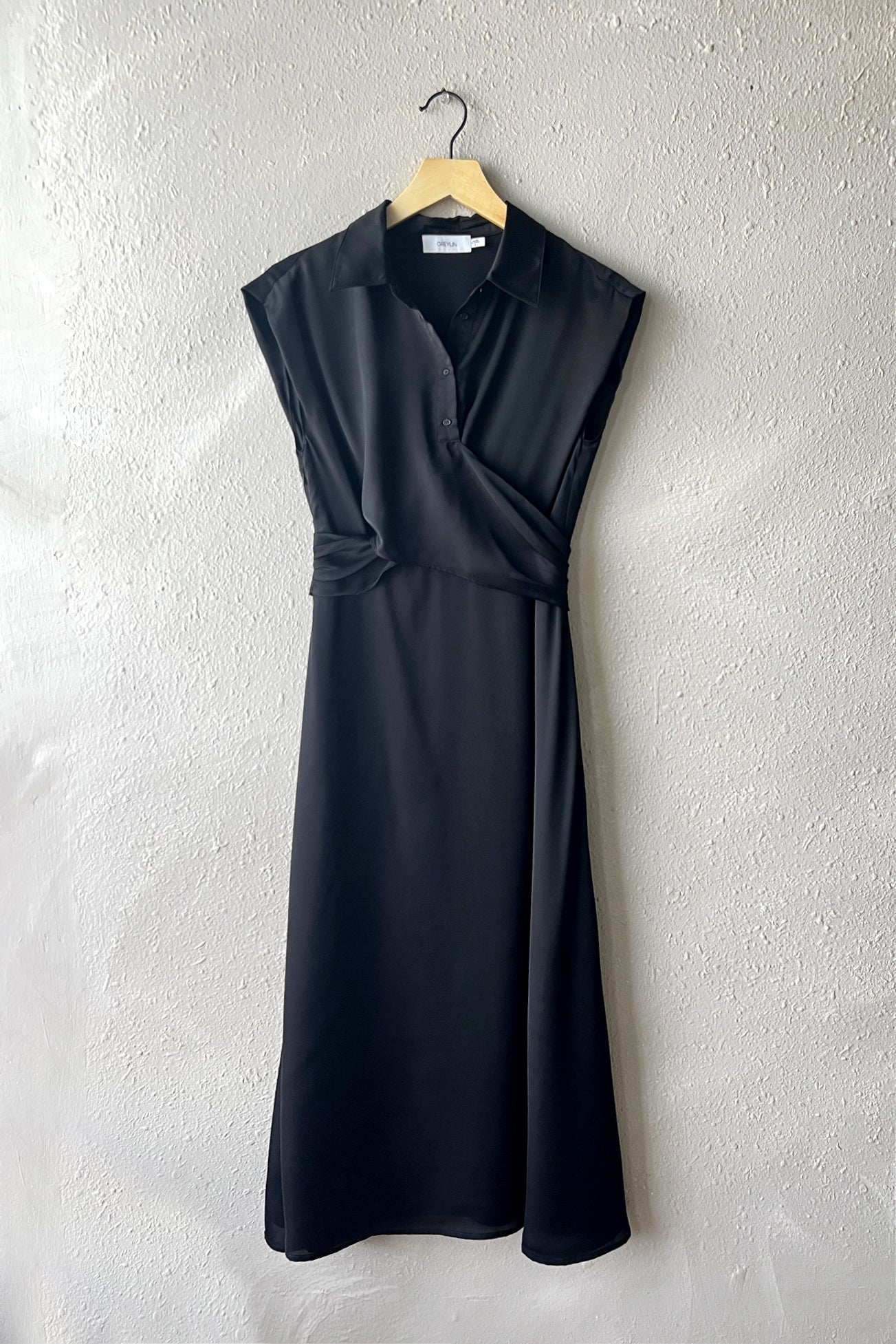 Xena Wrap Midi Dress-Black