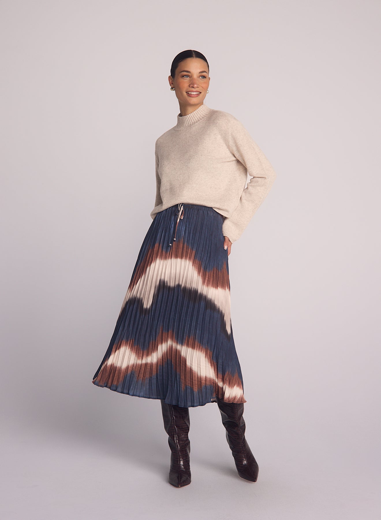 Midnight Tides Pleated Maxi Skirt