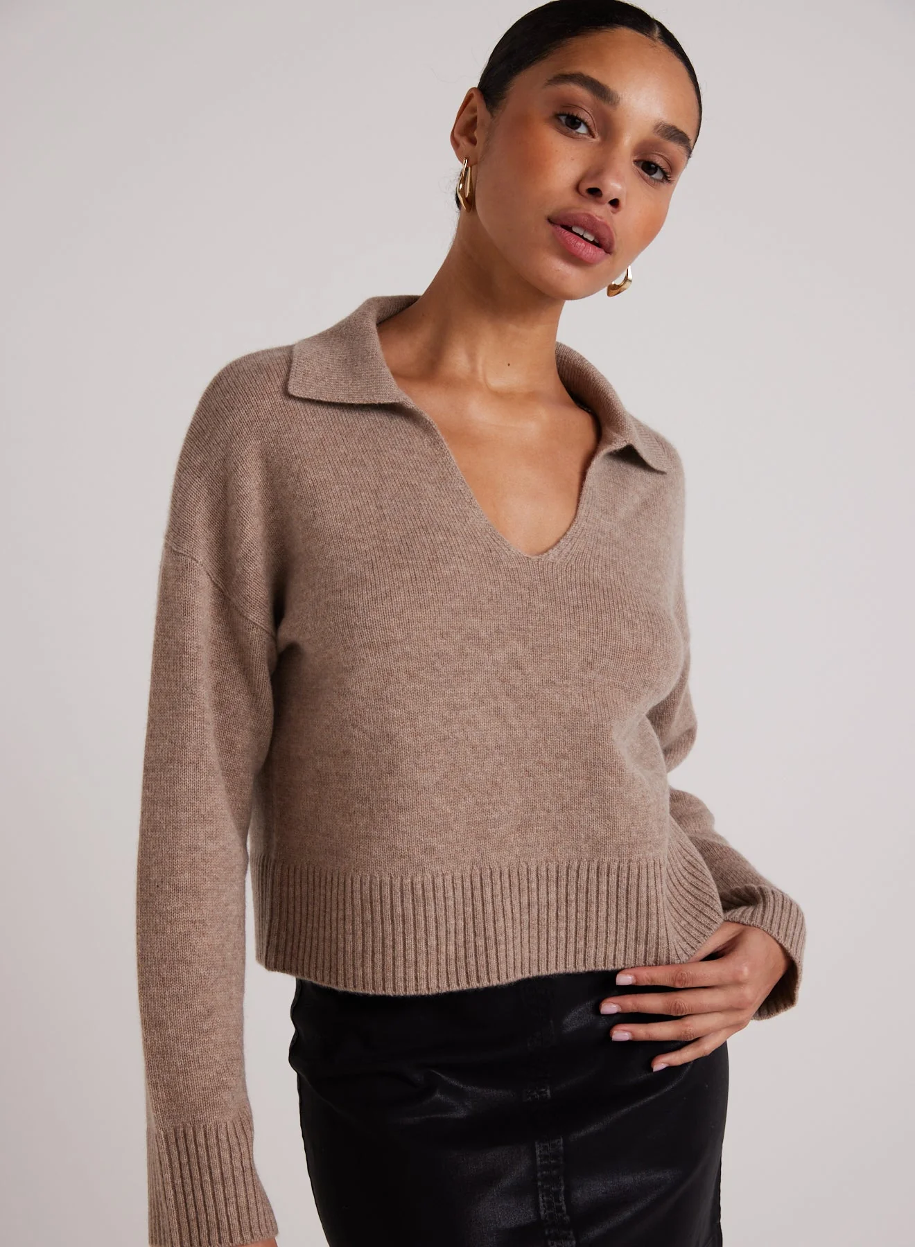 Wool and Cashmere Blend Collared Sweater