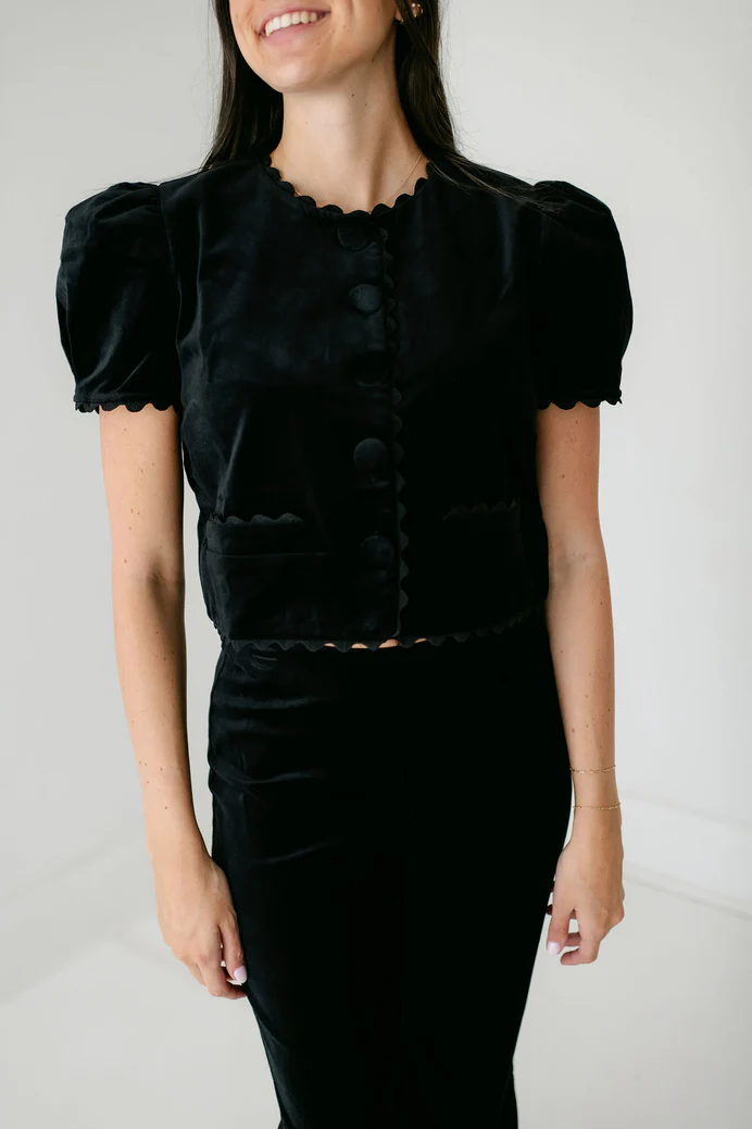 Cap Sleeve Coco Jacket - Black Velvet