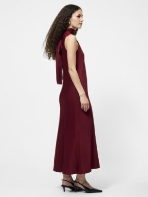 Ennis Bow Midi Dress-Cabernet