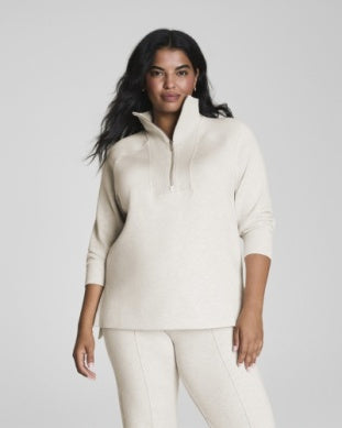 Brushed AE Half Zip Tunic-Heather Cream