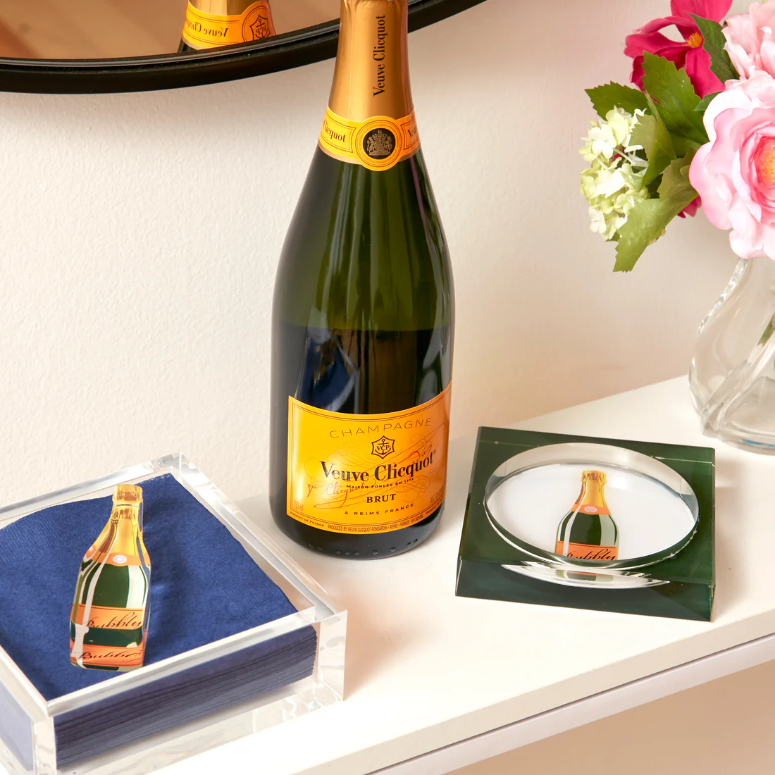 Cocktail Napkin Holder Set -Bubbly