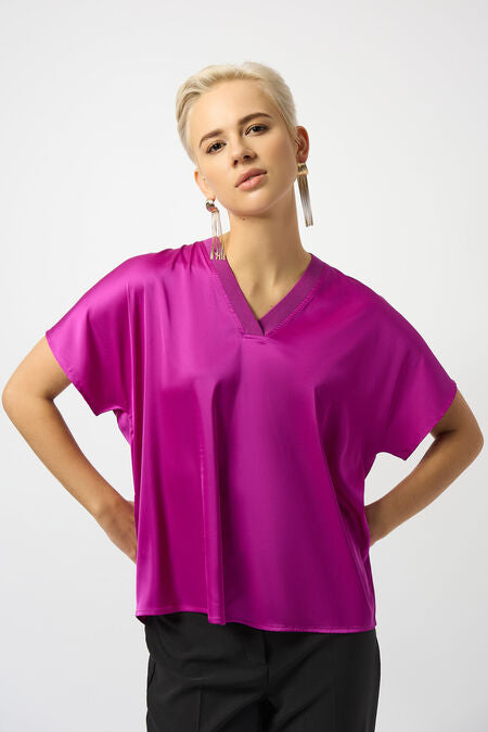 V-neck Satin Pullover
