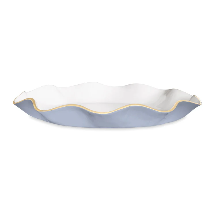 ENCANTO Carola Large Round Platter (Periwinkle and White)