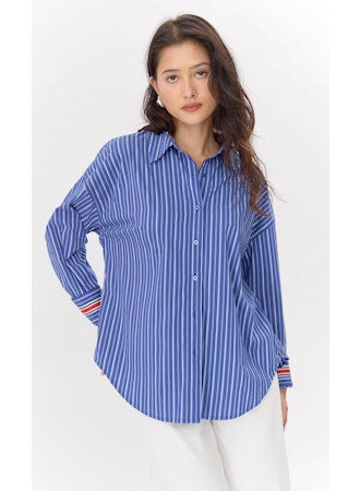 Hattie Poplin Oversized Stripe Shirt