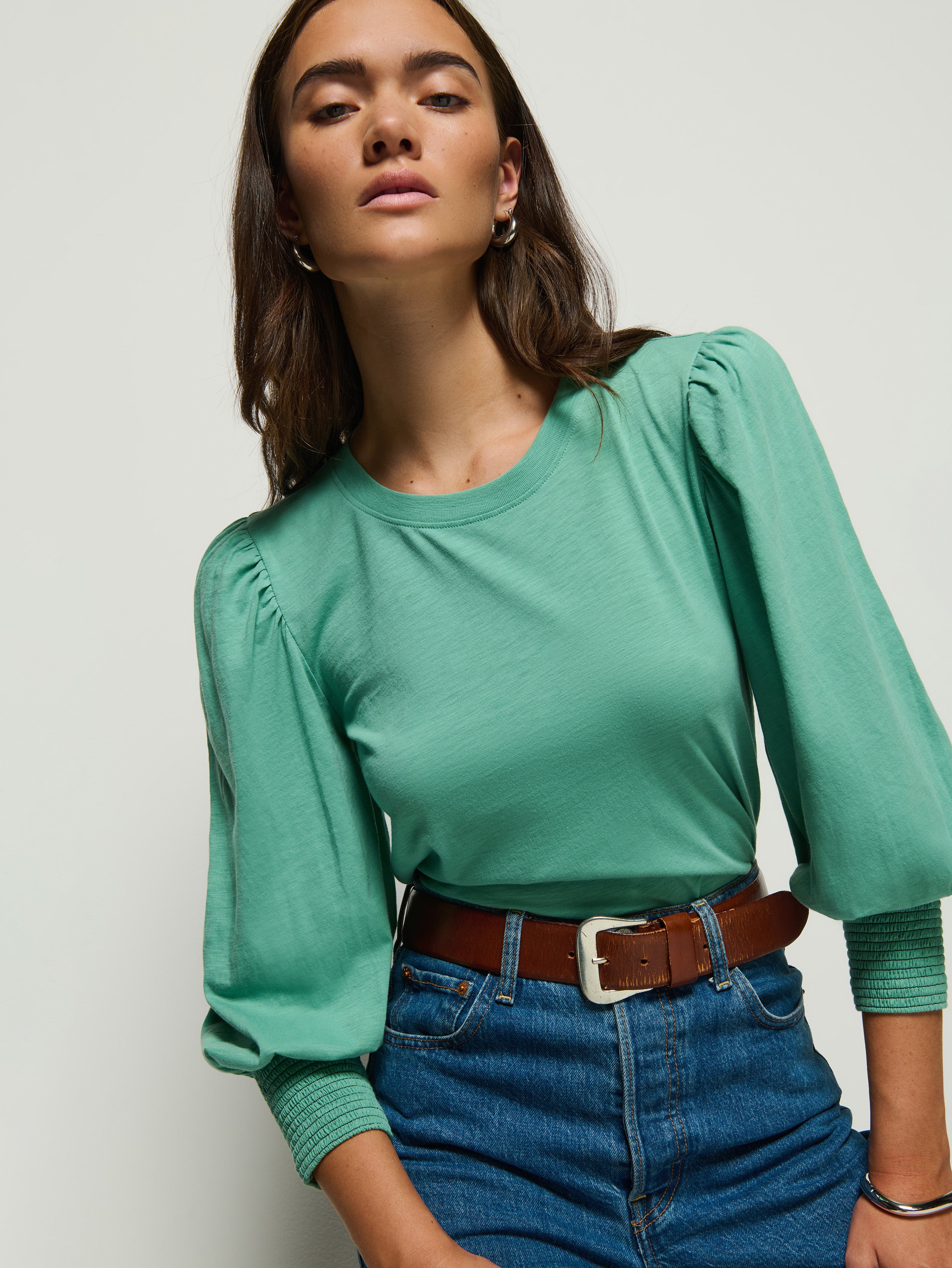 Loren Peasant Tee - Green Stone