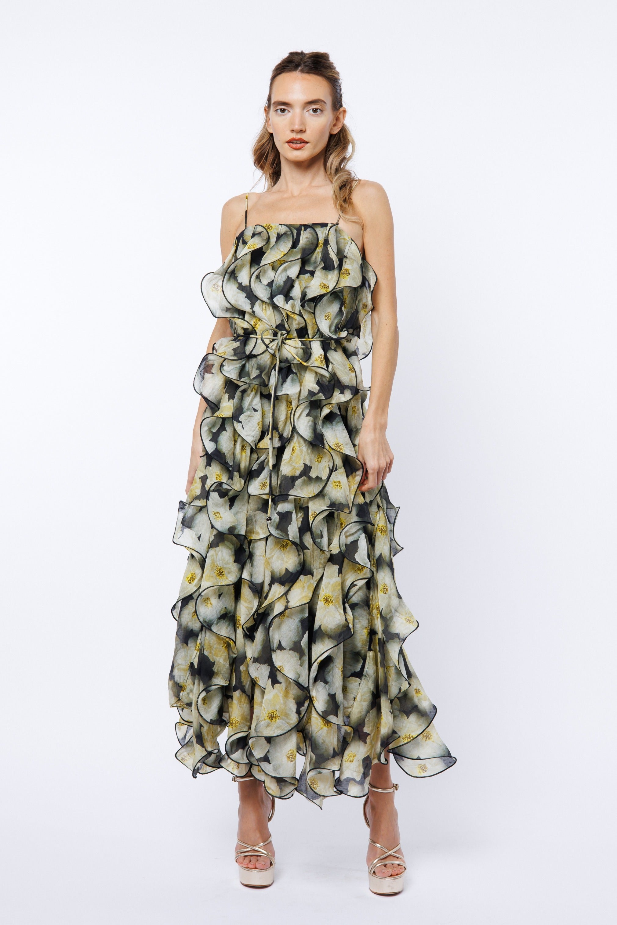 Irina Ruffled Midi Dress