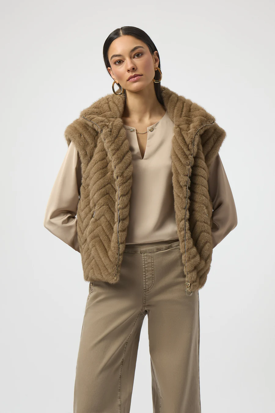 Faux Light Brown Fur Vest