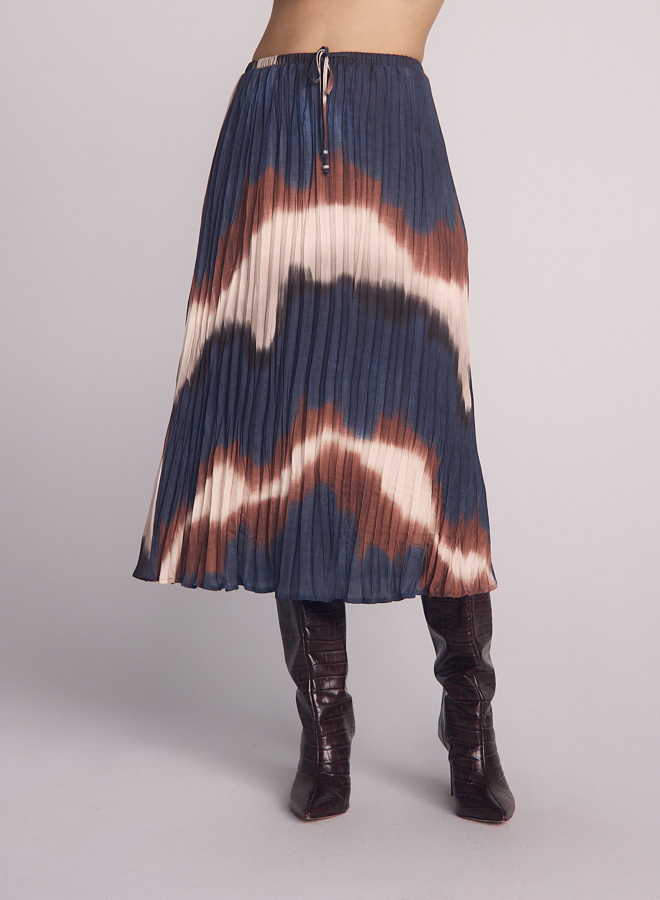 Midnight Tides Pleated Maxi Skirt
