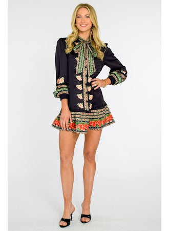 Brit Bow Dress- Garland Stripe