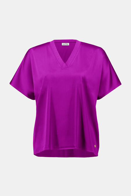 V-neck Satin Pullover