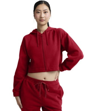 Luxefleece Zip Up Hoodie- Holly Red